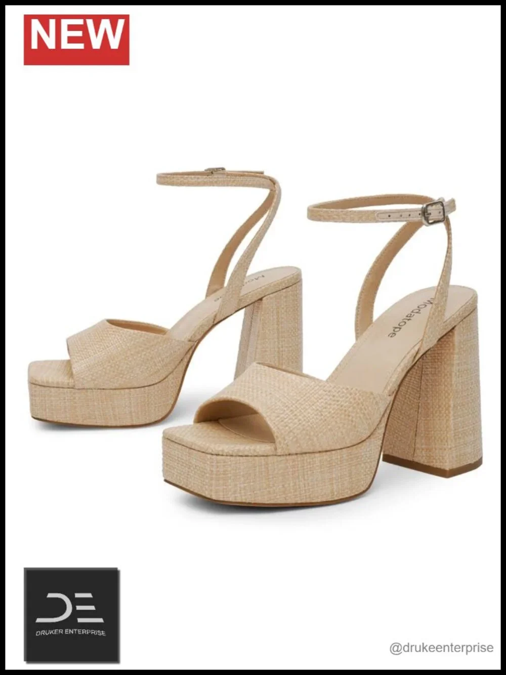 Platform Heels for Women Chunky Heel Open Toe Ankle Strap Pumps